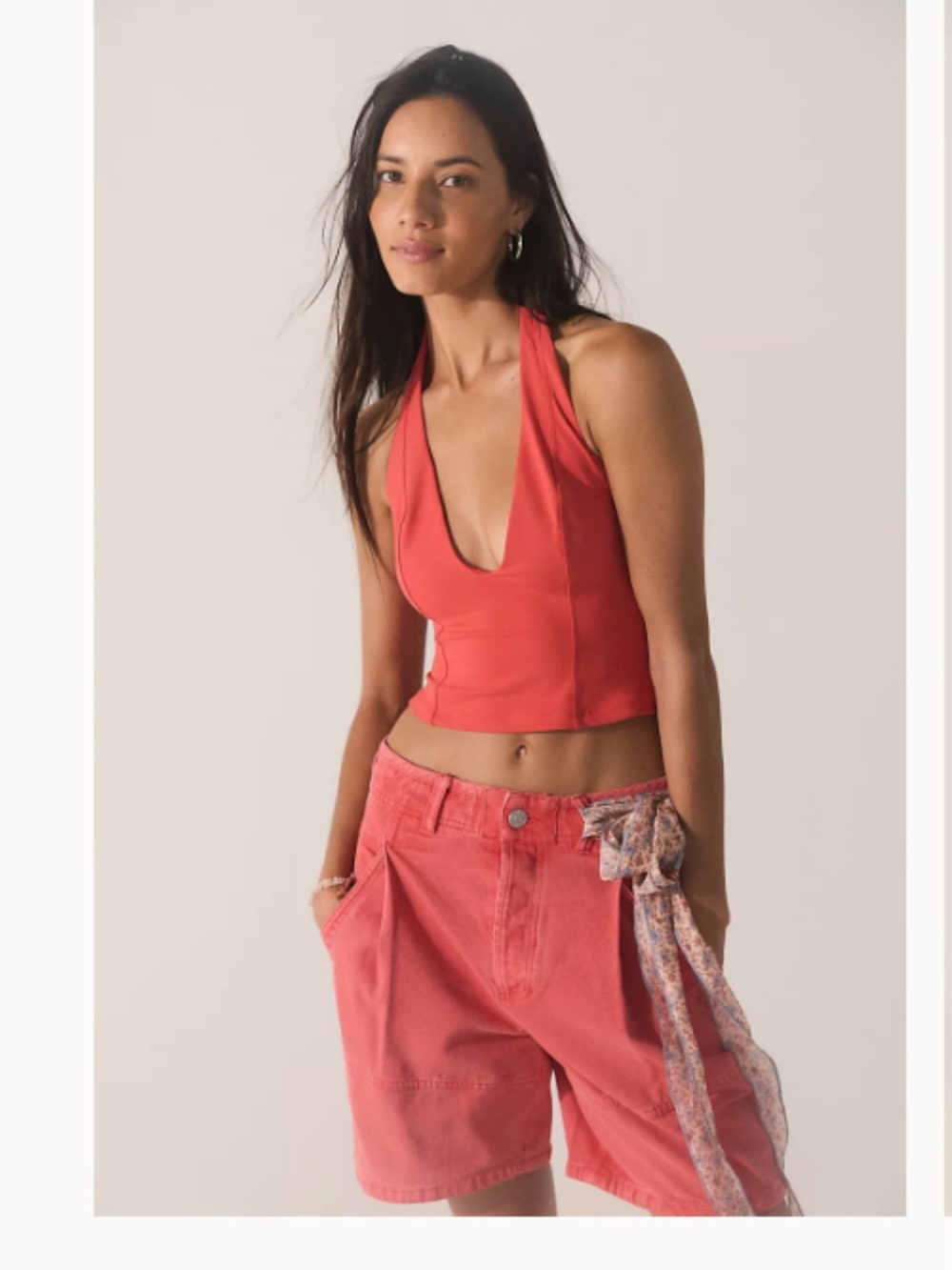 Free People Intimately Red Halter Crop Tank Top Size Medium NWT